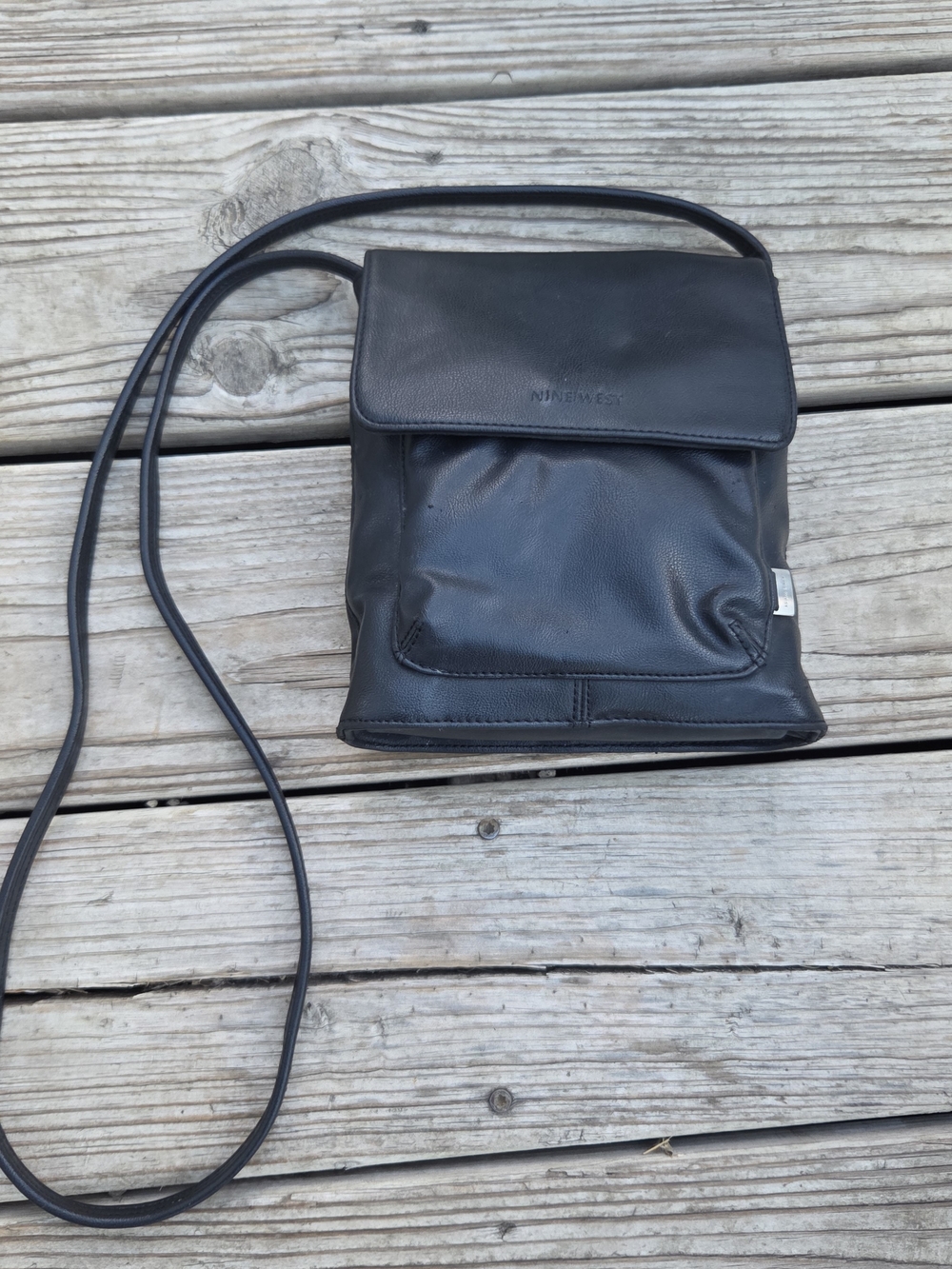NINE WEST Black Leather Crossbody Bag